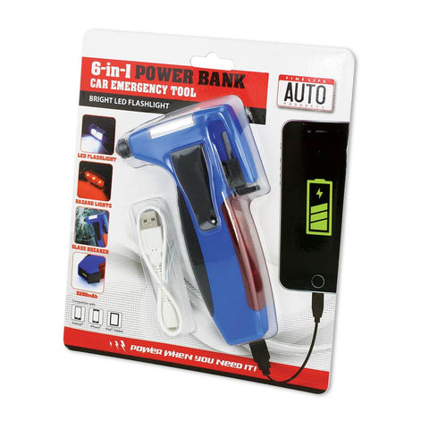 6 In 1 Car Emergency Tool W/Power Bank